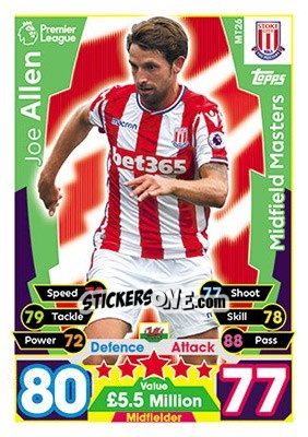 Sticker Joe Allen - English Premier League 2017-2018. Match Attax n. MT26 - Topps