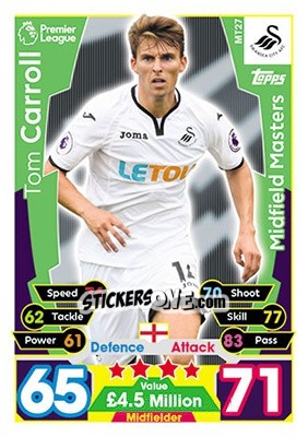 Figurina Tom Carroll - English Premier League 2017-2018. Match Attax - Topps