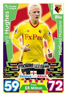 Sticker Will Hughes - English Premier League 2017-2018. Match Attax - Topps