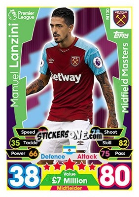 Cromo Manuel Lanzini - English Premier League 2017-2018. Match Attax - Topps