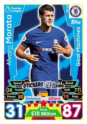 Sticker Alvaro Morata - English Premier League 2017-2018. Match Attax n. MT34 - Topps
