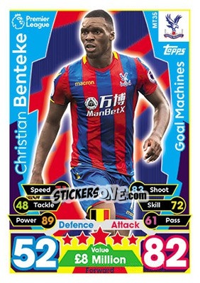 Sticker Christian Benteke - English Premier League 2017-2018. Match Attax - Topps