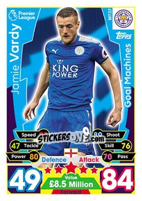 Sticker Jamie Vardy - English Premier League 2017-2018. Match Attax n. MT37 - Topps