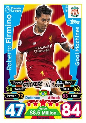 Sticker Roberto Firmino - English Premier League 2017-2018. Match Attax n. MT38 - Topps