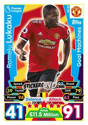 Sticker Romelu Lukaku - English Premier League 2017-2018. Match Attax n. MT40 - Topps