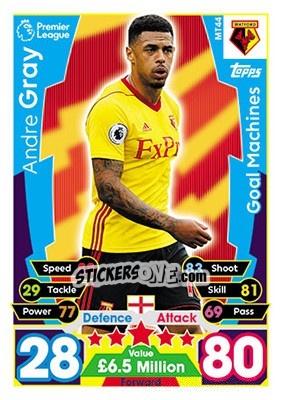 Sticker Andre Gray - English Premier League 2017-2018. Match Attax - Topps