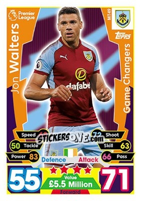 Sticker Jon Walters - English Premier League 2017-2018. Match Attax - Topps