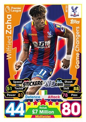Sticker Wilfried Zaha - English Premier League 2017-2018. Match Attax - Topps