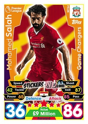 Sticker Mohamed Salah - English Premier League 2017-2018. Match Attax - Topps