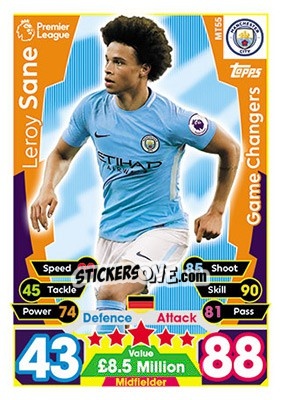 Sticker Leroy Sane - English Premier League 2017-2018. Match Attax - Topps