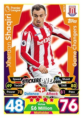 Sticker Xherdan Shaqiri - English Premier League 2017-2018. Match Attax n. MT57 - Topps