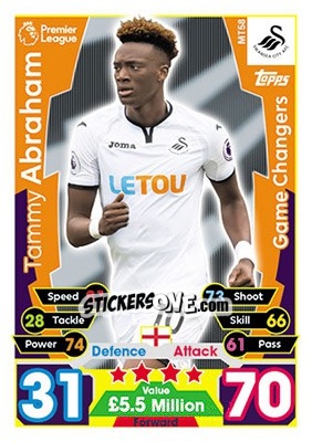 Sticker Tammy Abraham - English Premier League 2017-2018. Match Attax n. MT58 - Topps