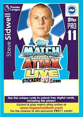 Figurina Steve Sidwell - English Premier League 2017-2018. Match Attax - Topps