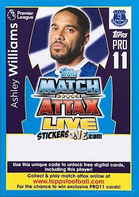 Sticker Ashley Williams - English Premier League 2017-2018. Match Attax - Topps
