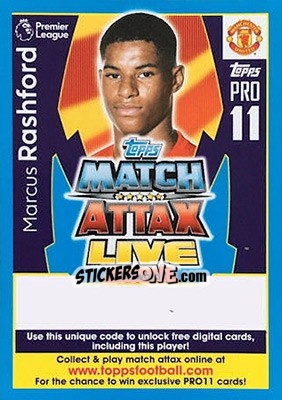 Sticker Marcus Rashford - English Premier League 2017-2018. Match Attax - Topps