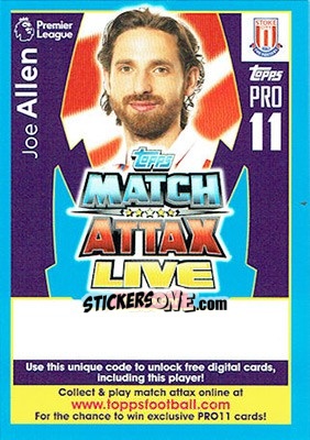 Sticker Joe Allen - English Premier League 2017-2018. Match Attax n. P25 - Topps
