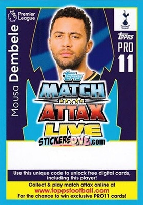 Sticker Mousa Dembele - English Premier League 2017-2018. Match Attax n. P28 - Topps
