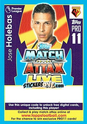 Figurina Jose Holebas - English Premier League 2017-2018. Match Attax - Topps