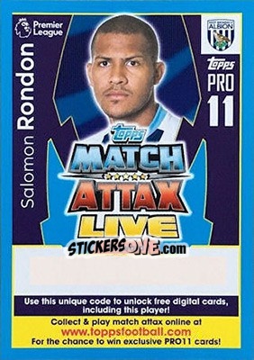 Figurina Salomon Rondon - English Premier League 2017-2018. Match Attax - Topps