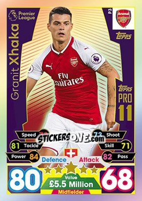 Sticker Granit Xhaka - English Premier League 2017-2018. Match Attax - Topps