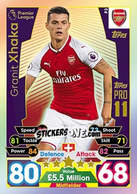 Sticker Granit Xhaka - English Premier League 2017-2018. Match Attax n. Pro3 - Topps