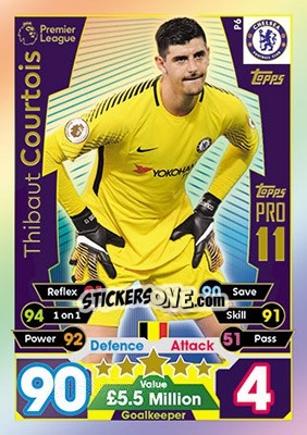 Sticker Thibaut Courtois - English Premier League 2017-2018. Match Attax n. Pro6 - Topps