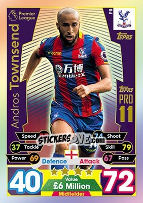 Sticker Andros Townsend - English Premier League 2017-2018. Match Attax - Topps