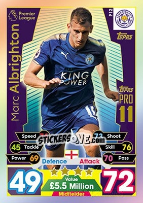 Sticker Marc Albrighton - English Premier League 2017-2018. Match Attax - Topps