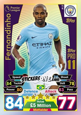 Sticker Fernandinho - English Premier League 2017-2018. Match Attax n. Pro17 - Topps