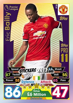 Sticker Eric Bailly - English Premier League 2017-2018. Match Attax n. Pro18 - Topps