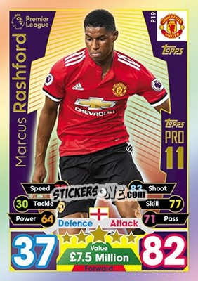 Sticker Marcus Rashford - English Premier League 2017-2018. Match Attax n. Pro19 - Topps