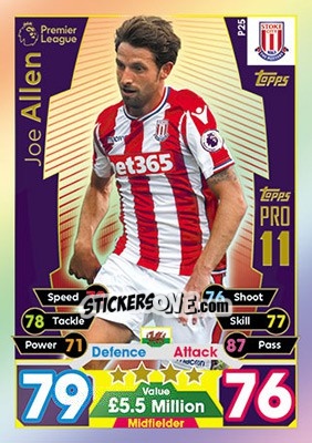 Sticker Joe Allen - English Premier League 2017-2018. Match Attax - Topps