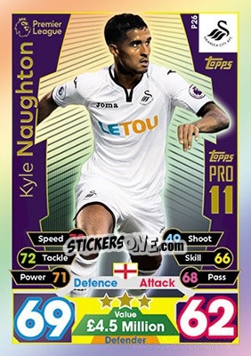 Sticker Kyle Naughton - English Premier League 2017-2018. Match Attax - Topps