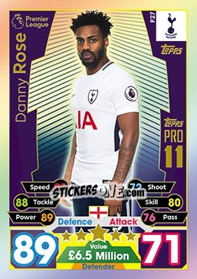 Sticker Danny Rose - English Premier League 2017-2018. Match Attax n. Pro27 - Topps