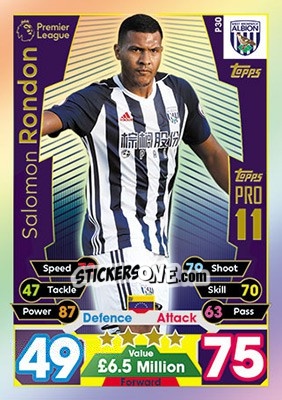 Sticker Salomon Rondon - English Premier League 2017-2018. Match Attax n. Pro30 - Topps