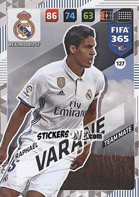 Sticker Raphaël Varane - FIFA 365: 2017-2018. Adrenalyn XL - Nordic edition n. 127 - Panini