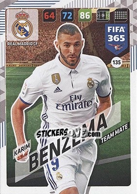 Sticker Karim Benzema - FIFA 365: 2017-2018. Adrenalyn XL - Nordic edition - Panini