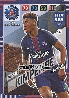 Sticker Presnel Kimpembe - FIFA 365: 2017-2018. Adrenalyn XL - Nordic edition n. 143 - Panini