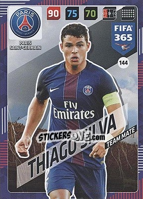 Sticker Thiago Silva - FIFA 365: 2017-2018. Adrenalyn XL - Nordic edition n. 144 - Panini