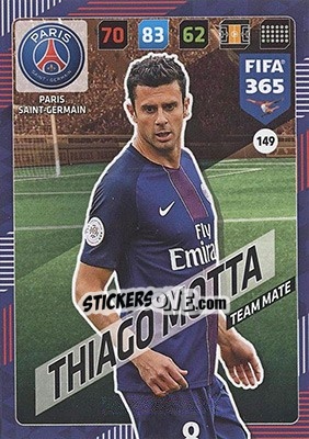 Sticker Thiago Motta - FIFA 365: 2017-2018. Adrenalyn XL - Nordic edition n. 149 - Panini