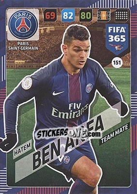 Sticker Hatem Ben Arfa - FIFA 365: 2017-2018. Adrenalyn XL - Nordic edition n. 151 - Panini