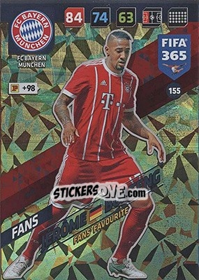 Sticker Jérôme Boateng - FIFA 365: 2017-2018. Adrenalyn XL - Nordic edition n. 155 - Panini