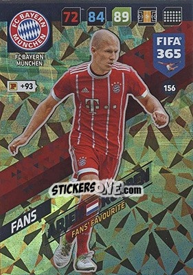 Sticker Arjen Robben - FIFA 365: 2017-2018. Adrenalyn XL - Nordic edition n. 156 - Panini