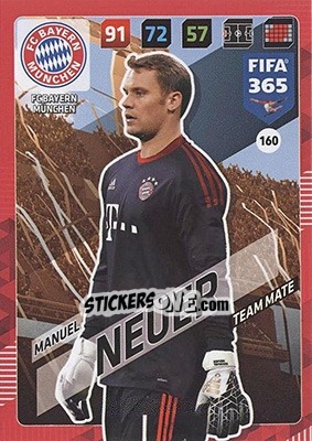 Sticker Manuel Neuer - FIFA 365: 2017-2018. Adrenalyn XL - Nordic edition n. 160 - Panini