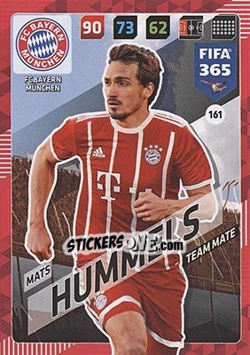 Sticker Mats Hummels - FIFA 365: 2017-2018. Adrenalyn XL - Nordic edition n. 161 - Panini