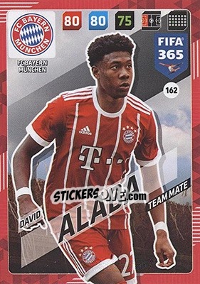 Sticker David Alaba - FIFA 365: 2017-2018. Adrenalyn XL - Nordic edition n. 162 - Panini