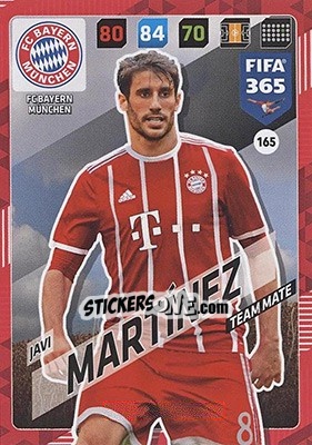 Sticker Javi Martínez - FIFA 365: 2017-2018. Adrenalyn XL - Nordic edition n. 165 - Panini