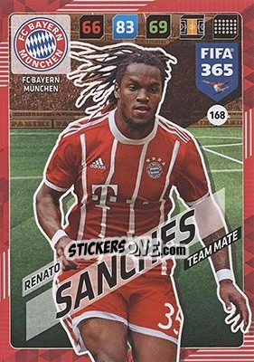 Sticker Renato Sanches - FIFA 365: 2017-2018. Adrenalyn XL - Nordic edition n. 168 - Panini