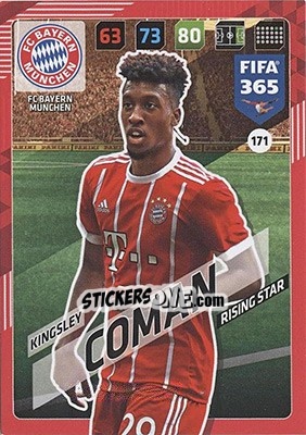 Sticker Kingsley Coman - FIFA 365: 2017-2018. Adrenalyn XL - Nordic edition n. 171 - Panini