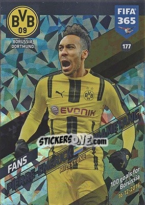 Sticker Pierre-Emerick Aubameyang - FIFA 365: 2017-2018. Adrenalyn XL - Nordic edition n. 177 - Panini